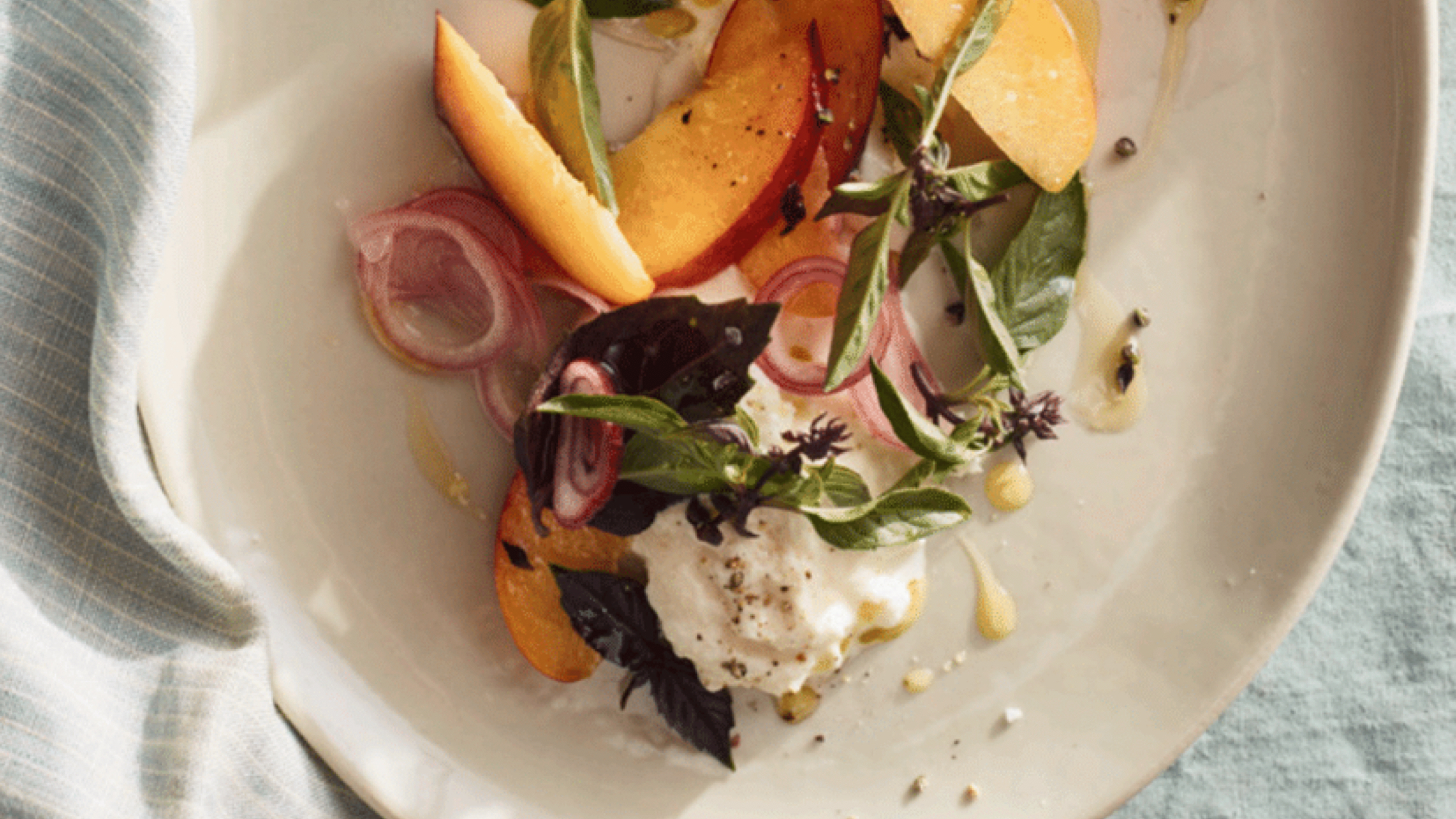 Summer Swoon: Peaches and Burrata with Pickled Shallot